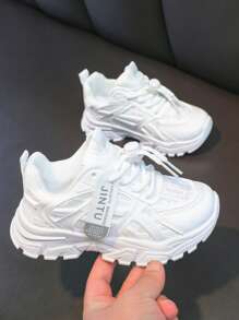 Spring/Autumn Mesh Low Top Sports Shoes, Solid Color Stylish & Cool, Suitable For Daily Wear, Adjustable Hook&Loop Easy On-Off, Campus/Student, Children Sports Shoes