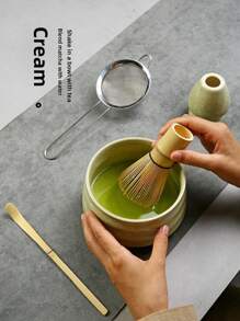 Matcha Tea Set, 6pcs Matcha Whisk Set, Matcha Starter Making Kit Matcha Gren Ea Whisk Setwith Scop, Coop Rest, Ifter, Whisk Holder, For Tea Ceremony Tea Drinking Back To School