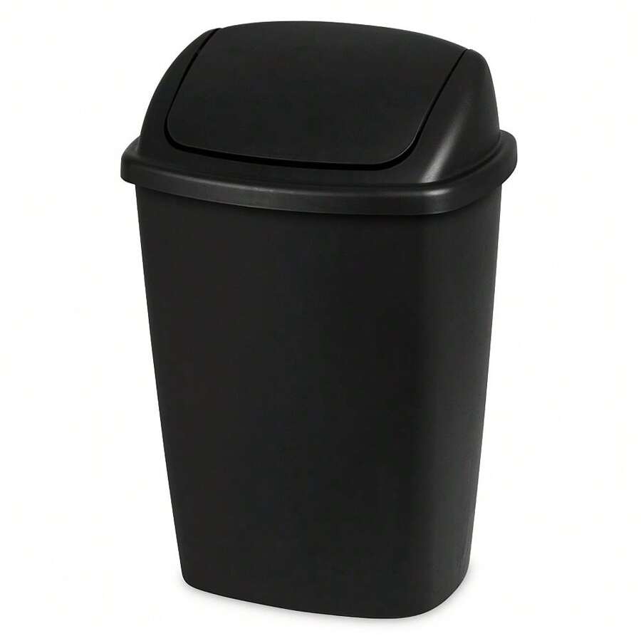 7.5 Gallon SwingTop Trash Can, Plastic, Kitchen, Black Trash Can