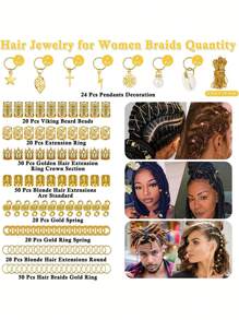 259 Pcs Hair Jewelry, Hair Accessories For Braids Silver Loc Jewelry For Hair Dreadlocks Braid Jewelry Hair Cuffs Clips Dreadlock Accessories For Women's Hair Charms Rings Decoration