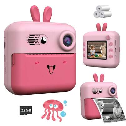 即时打印相机，儿童数码相机，儿童相机，自拍摄像机，适合3 4 5 6 7 8 9 10 11 12岁以上儿童的最佳礼物