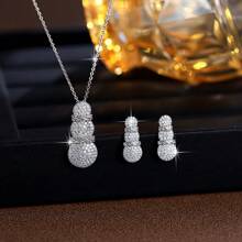 1 Set de joyería de moda para mujer, collar de circonita cúbica y cristal nuevo con pendientes a juego, accesorios de vestir chapados en oro con diamantes completos