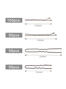 250个金色发夹，带收纳盒，2英寸波浪夹和2英寸、2.8英寸U型夹，适合所有发质，女士和女孩适用，可作学习用品、礼物、套装、发饰、发带等。 - 髮飾套裝D - 查看 5