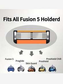 1 个手柄 + 32 个刀片替换装男士剃须刀套装，6 层剃须刀片兼容 FUSION，可清洗和可重复使用的手动剃须刀工具