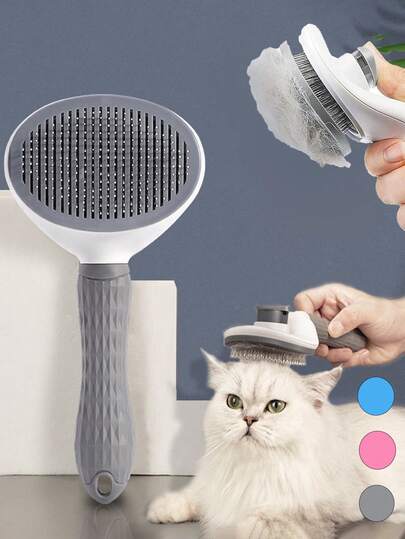 2件套狗刷、猫刷、除蚤梳、自动清洁刷、宠物美容刷、宠物按摩刷、脱毛美容刷、打结工具、除毛梳、自动脱毛刷、宠物清洁工具、毛发收集标签、狗刷、猫刷、宠物毛发收集梳、动物配件、宠物用品