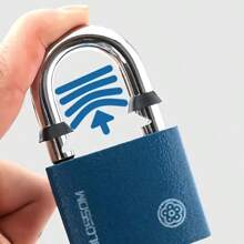 1pc Plum Blossom Copper Core Padlock - Blue Powder-Coated Solid Iron Lock, Rust-Proof, Anti-Theft, Anti-Pry, Suitable For Outdoor Gates, Dormitory Cabinets