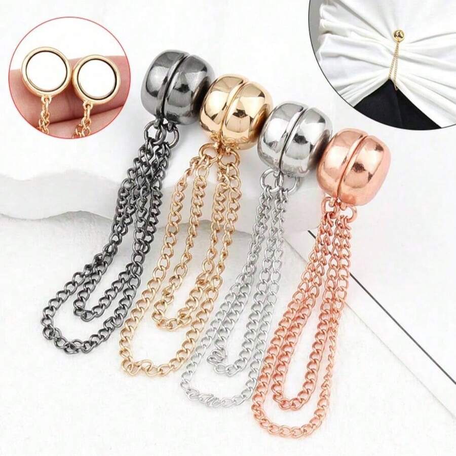 1/2/3/4pcs Women Fashion Magnet Clips - Versatile Shawl & Scarf Fastener, Mixed Color, Won''t Damage Clothes - Multicolor - View 1
