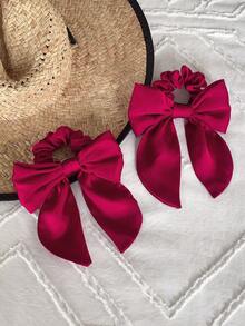 2pcs Bowknot Hair Ties With Short Streamers For Women's Ponytail Decoration Cute Valentine's Day Scrunchies Hair Ties, Casual ,Gifts Hair Accessories Head Accessories Elastic Band - Black - View 13