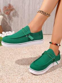 Scarpe sportive casual da donna, punta tonda, scarpe di tela, mocassini, design con laccetti, leggere e traspiranti, suola in EVA, adatte per campus, all'aperto, escursionismo, corsa, tennis, indossabili in tutte le stagioni, scarpe casual nere, scarpe da tennis bianche, ballerine rosa, scarpe da corsa gialle, scarpe di tela verdi