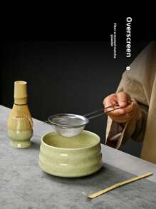 Matcha Tea Set, 6pcs Matcha Whisk Set, Matcha Starter Making Kit Matcha Gren Ea Whisk Setwith Scop, Coop Rest, Ifter, Whisk Holder, For Tea Ceremony Tea Drinking Back To School