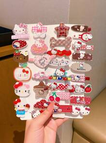 Sanrio 10 piezas de Clips para el cabello de Hello Kitty de Sanrio, accesorios para el cabello infantil, dulces y encantadores de plástico con estampados de colores variados, adecuados para amigas, novias, regalos de cumpleaños, accesorios de playa de verano, accesorios para niñas, cuellos para niñas, aptos para el uso diario y regalos festivos para amigos