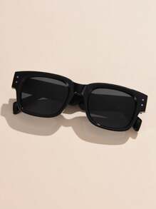 1 Stück Damen quadratischer kleiner Rahmen personalisierte Plastik schwarz Vintage Niet klassisch minimalistisch lässig Retro Steampunk hochwertig europäisch amerikanisch Straße Snapshop vielseitige Mode Brille