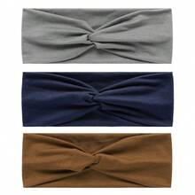 3 件男女通用时尚百搭彩色纯色交叉头带,多功能运动/瑜伽吸汗带,波西米亚风优雅街头风格发饰 - 彩色 - 查看 14