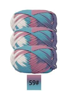 3 pièces Ruban de satin en polyester, environ 300g, mélange multicolore de fil doux en tissu - pour pantoufles au crochet DIY, sacs, panier de rangement (design d'emballage assorti)