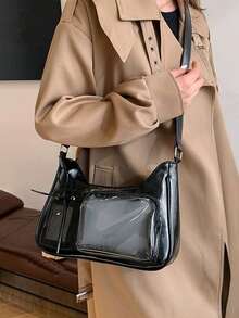 2025新款日式蝴蝶结装饰单肩包/斜挎包，动漫迷透明托特包，日常/工作用