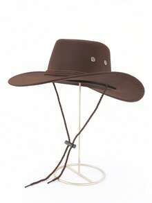 1pc Women's Solid Color Faux Wool Sheriff Badge Cowboy Hat, Sheriff Badge Prop, Detachable Strap, Western Style, Suitable For Music Festivals, Western Themed Events, Retro Parties, Role-Playing, Costume Nights, Holiday Dances, Bachelor Parties, Birthday Celebrations, Stage Performances, And Daily Wear - Top Hat - View 25