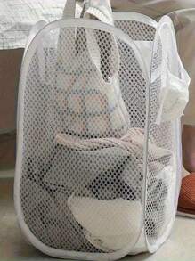 Large Foldable Pop-Up Mesh Laundry Basket With Handles - High-Capacity, Breathable Plastic Hamper For Bedroom, Bathroom, And Dorm Storage, Laundry Room Accessories, Laundry Baskets