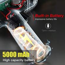 200W Cordless Hotmelt Welding Gun, USB Rechargeable Portable Repair Tool With 5000mAh Long Battery Life, Mica Heating Element, 400pcs Hotmelt Welding Kit, Suitable For Car Bumper And Plastic Repair