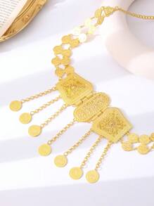 1 pieza Cinturón marroquí chapado en oro para mujer, cinturón de novia argelina bohemia para boda, accesorio para festival y fiesta, regalo para ella