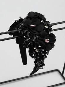 1pc Handcrafted Artificial Flower Fabric Hairband With Rhinestone Baroque Design, Great Valentine's Day Gift, Hairband Headband For Women ,Hair Accessories - Red - View 20