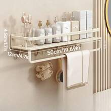 1 件浴室置物架，壁挂式免钻毛巾架收纳架，适用于浴室/阳台/厨房，多功能家用收纳架家居浴室装饰浴室收纳架秋季装饰返校
