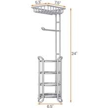 New  Toilet Paper Holder Stand Toilet Tissue Roll Holder  Shelf For Bathroom Storage Holds Phone/ Wipe/ Mega Rolls-Shiny Chrome - A-shiny Chrome 24 - View 7