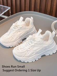 (Shoes Run Small, Suggest Ordering One Size Up) Comfortable Sneakers For Teenage Boys & Girls, Fashionable Casual Breathable Sports Shoes, Spring New Arrival - White - View 2