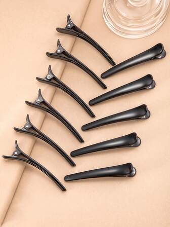 12pcs Women's Classic Gloss Black Plastic Fashion Hairpin Duck Bite Clip Crocodile Clip Female Hair Style Tool No Hot Curler Hair Breaker Salon Beauty Travel Essential Hair Salon Hair Salon, Hair Accerssories