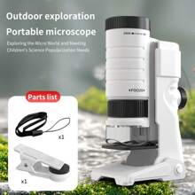 1 szt. Dziecięcy przenośny mikroskop 60X-200X Zestaw do eksperymentów naukowych, zabawka edukacyjna dla chłopców i dziewcząt, prezent dla uczniów szkół podstawowych