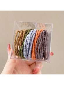 50 件男士高弹力发带，纯色罗纹运动发饰，适合锻炼、聚会、休闲装马尾辫固定器发圈发橡皮筋发圈发绳，头饰