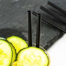 500/400/300/200/100/50pcs Black Disposable Plastic Short Straws, Solid Color, Slim Straw, For Cocktail, Juice, Beverage, Coffee, Straight Mouth - Multicolor - View 7