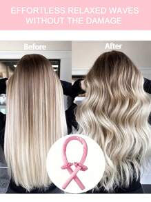 Conjunto de 3 peças para mulheres: Faixa de cabelo modeladora sem calor em cetim, com efeito babyliss para cachos durante o sono, secador de cabelo, modelador de cachos flexível, ferramentas para estilizar cabelos cacheados, deixando-os macios e brilhantes. Adequadas para todos os tons de cabelo, inclusive cabelos longos e grossos. Essenciais para a volta às aulas, viagens e férias.