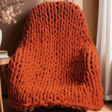 1Pc Chunky Knit Throw Blanket Measuring 40*52Inch, Made With Thumb Yarn Suitable For Arm Knitting, Knit Throw Is Perfect For Livingroom Decor Or Bohemian Styling. It Features A Thick Yarn Knit Blanket Suitable For Sofas Or Beds (Multicolor)
