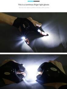 Guantes de pesca con luz LED, respirables y con iluminación exterior, lámpara de dedo brillante - Negro - Ver 4