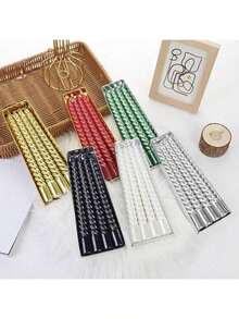 4 件 10 英寸黑色锥形蜡烛，无滴长烛台，8 小时清洁燃烧无香锥形蜡烛，亮面金属烛台，适用于婚礼、晚宴、房间装饰、礼物 - 彩色 - 查看 6