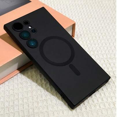 奢华哑光黑磁吸无线充电TPU手机壳，带镜头保护膜，兼容三星Galaxy S25 S24 S23 S22 S21 Ultra S25 Plus A55 56，春季礼物，周年纪念生日派对，国际版，非国内版