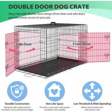 BestPet 24 Inch Dog Crates For Small Dogs Folding Metal Wire Crates Dog Kennels Outdoor And Indoor Pet Dog Cage Crate With Double-Door,Divider Panel, Removable Tray,Black