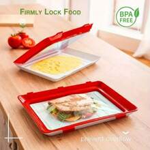 Recipiente de almacenamiento, bandejas de alimentos apilables y reutilizables con tapas, caja de conservación de alimentos al vacío duradera, para almacenar frutas, verduras, pan y carne, organización y almacenamiento de cocina, accesorios de cocina para Halloween y Navidad