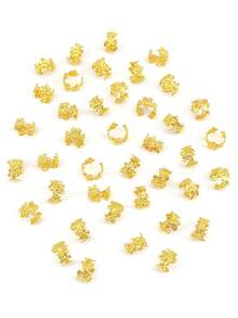 40 chiếc dây buộc tóc hình lá bằng hợp kim kiểu cổ điển, thích hợp làm phụ kiện tóc mùa hè cho bé gái, trang trí tóc tết. - Vàng - Xem 3