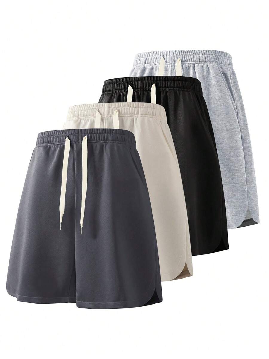 Women's Sports Shorts, Mid-Rise Running Shorts, Pocket Drawstring Sports Shorts, Suitable For Outdoor, Hiking, Fitness, Sports - Màu xám đen - Xem 1