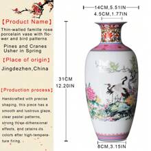 Elegante jarrón de cerámica con una exquisita pintura de flores y pájaros, que representa la refinada elegancia de la estética oriental. Cuando se coloca en un espacio moderno de estilo europeo, inicia un diálogo artístico intercultural. El encanto clásico de la cerámica choca con el minimalismo contemporáneo u opulencia vintage, iluminando el hogar con un atractivo único y convirtiéndose en el punto focal para contar una historia, remodelando el estilo distintivo de la decoración del hogar europeo.