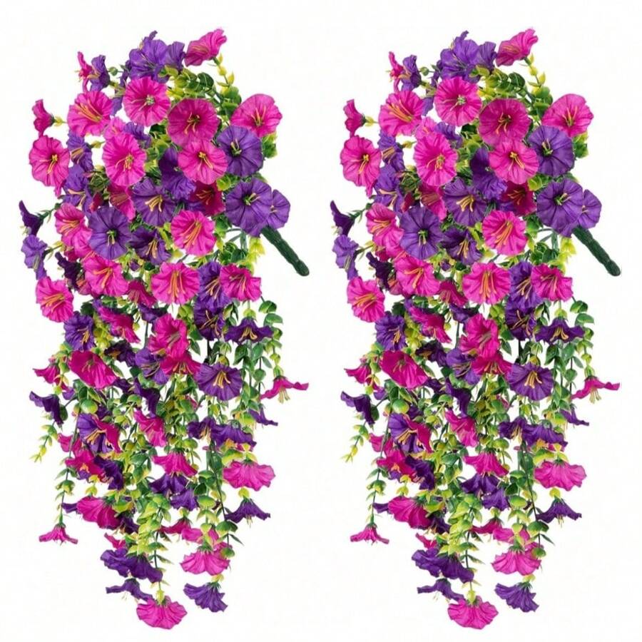 1pc/2pcs/3pcs/6pcs Artificial Hanging Violet Ivy Flowers , Faux Silk Rattan Plant Fake Orchid Ivy Floral Vine For Home Wall Wedding Engagement Garden Party Patio Yard Porch Bedroom Dining Room Balcony Swing Stand Covered Front Porch Staircase Valentine's Day Birthday Gift Indoor Outdoor Decor, Plastic Flower Garland With No Power Needed