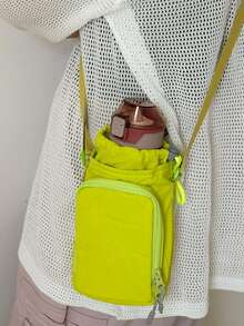 1 件时尚尼龙斜挎包，带水瓶架 - 多功能单肩手机袋，适合跑步和户外活动，颜色可选黑色、浅蓝色、绿色、橙红色、灰色