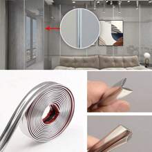 1pc Gold/Silver Self-Adhesive Yin And Yang Corner Trim, PVC Decorative Tile Edge Joint Filler, Waterproof Metallic Edging Strips