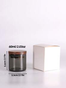 1pc Retro 2oz/4oz Wooden Lid Storage Glass Jar, Black Cap Bottle, Heatproof Glass Container, Black Plastic Lid Small Glass Bottle, Transparent Storage Glass Jar - Clear - View 6