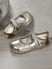 2025 Spring/Summer Comfortable Sports Shoes, Girls Magic Strap Mary Jane Flats, Girls Fashion Versatile Ballet Shoes - 金色 - 查看 1
