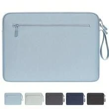 [Laptop] Light Blue Laptop Sleeve |   14.1/15.4 Inch Compatible |   Polyester |   Adjustable Strap With Zipper Closure |   Ideal For Notebooks And Tablets |   Minimalist Design |   Smooth Texture - Black - View 9