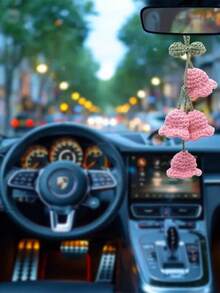 1 件铃兰吊坠钩针钩针车镜吊坠钩针花汽车零件汽车吊坠钥匙扣包吊坠纱线完成白色（包括 4 朵小花），女士汽车零件，我的订单，汽车内饰件粉色汽车零件 - 彩色 - 查看 6