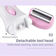 Kemei 三合一理容套装，电动剃须刀，女士脱毛器，胡须修剪器，女士比基尼及敏感部位电动剃须刀，无痛体毛修剪器，USB充电式清洁套装 - 彩色 - 查看 11