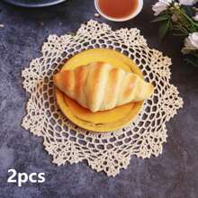 Jogos americanos de crochê feitos à mão, Porta-copos de renda boêmios redondos, Jogos de mesa de renda de 10/14 polegadas, Toalhas de mesa de renda floral vintage, Fácil de lavar para decoração de casamento, Pratos, Acessórios para casa DIY, Melhor presente, Apanhador de sonhos, Opção bege/branco